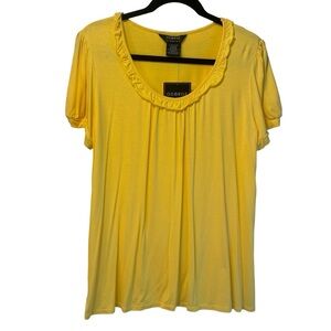 George woman's Yellow short sleeve knit top, size large (12/14)